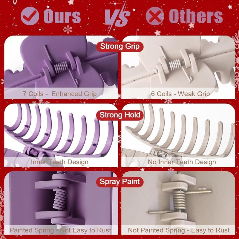 TOCESS Hair Claw Clips for Women - 8PK Large Neutral Matte Jumbo Hair Clips for Thick, Thin, Long, Short, Curly Hair Girls, Big Jaw Clip Set for Daily Use (Violet Purple) - Image 2